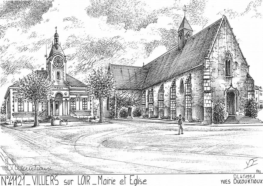 N 41121 - VILLIERS SUR LOIR - mairie et église